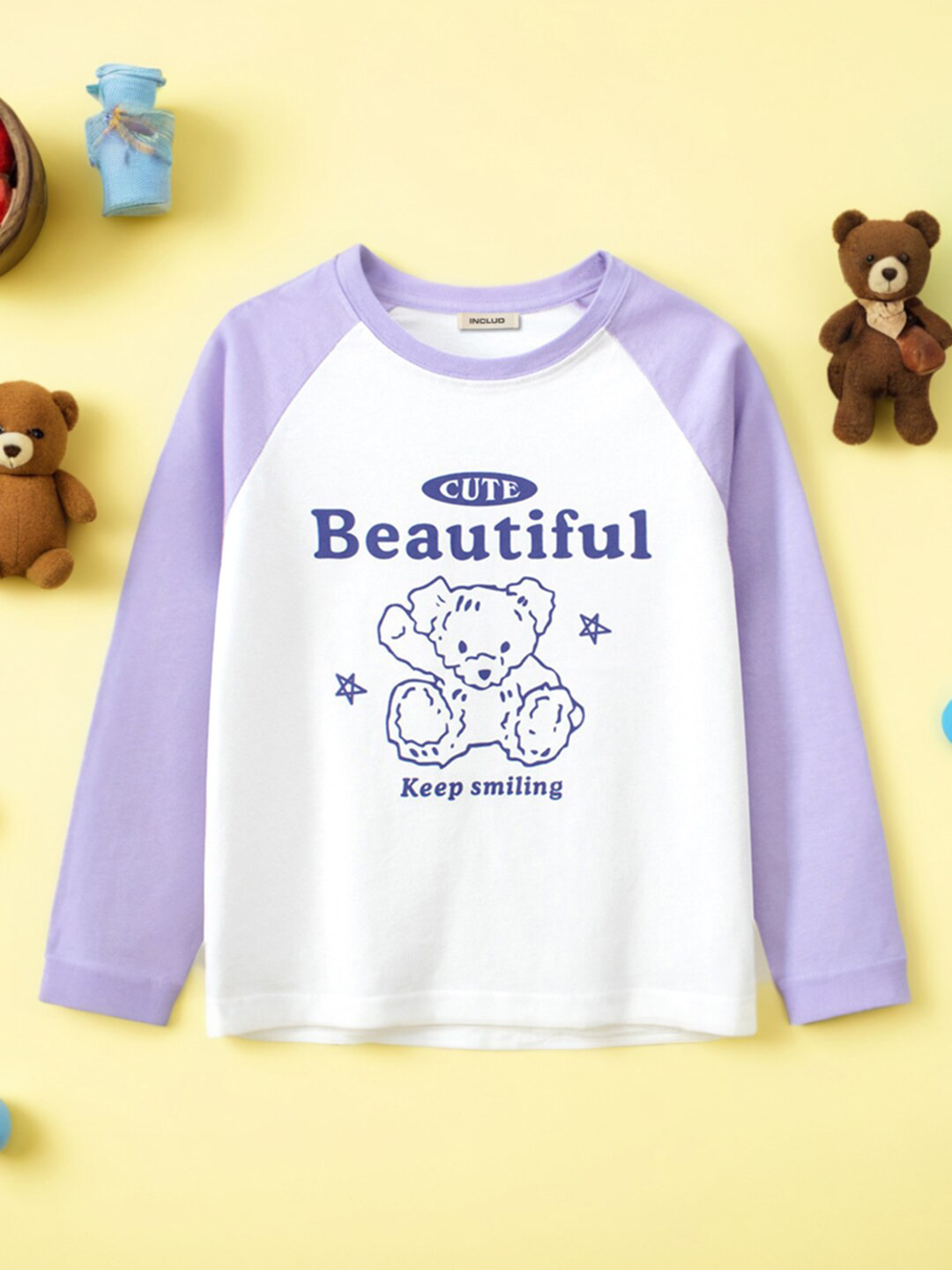 

INCLUD Girls Typography Printed T-shirt, Purple