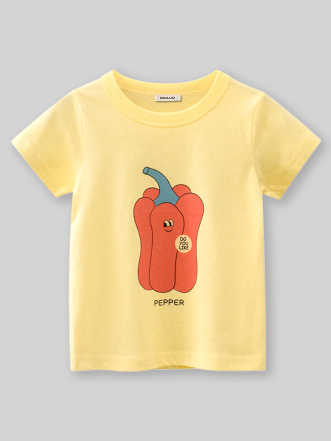 

INCLUD Girls Round Neck Graphic Printed Cotton Regular Fit T-shirt, Yellow