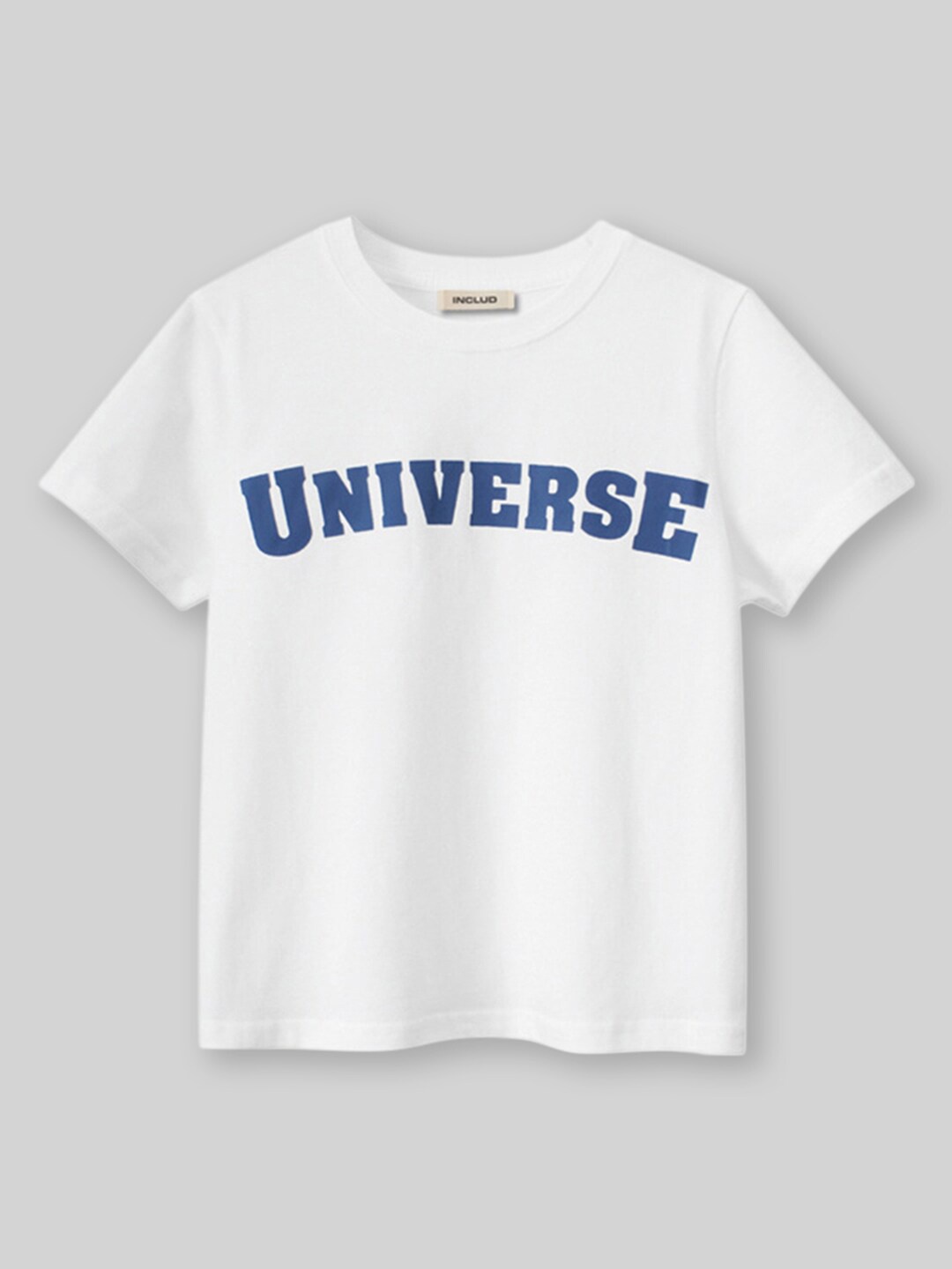 

INCLUD Boys Round Neck Typography Printed Cotton Oversized T-shirt, White