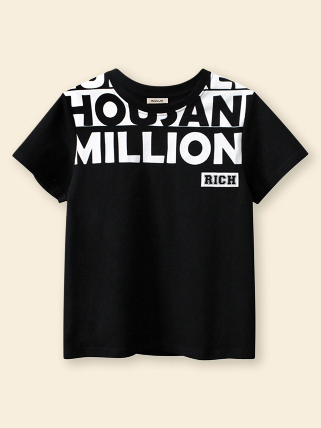

INCLUD Boys Typography Printed T-shirt, Black