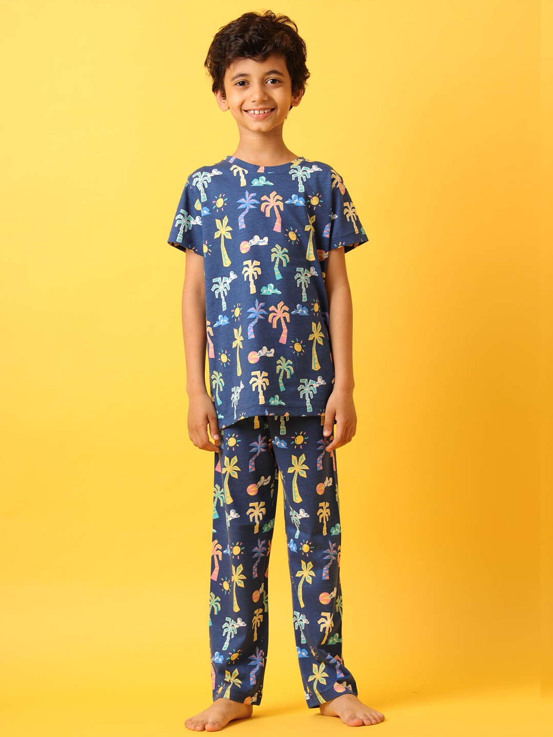 

Anthrilo Boys Printed T-shirt With Pyjamas, Blue