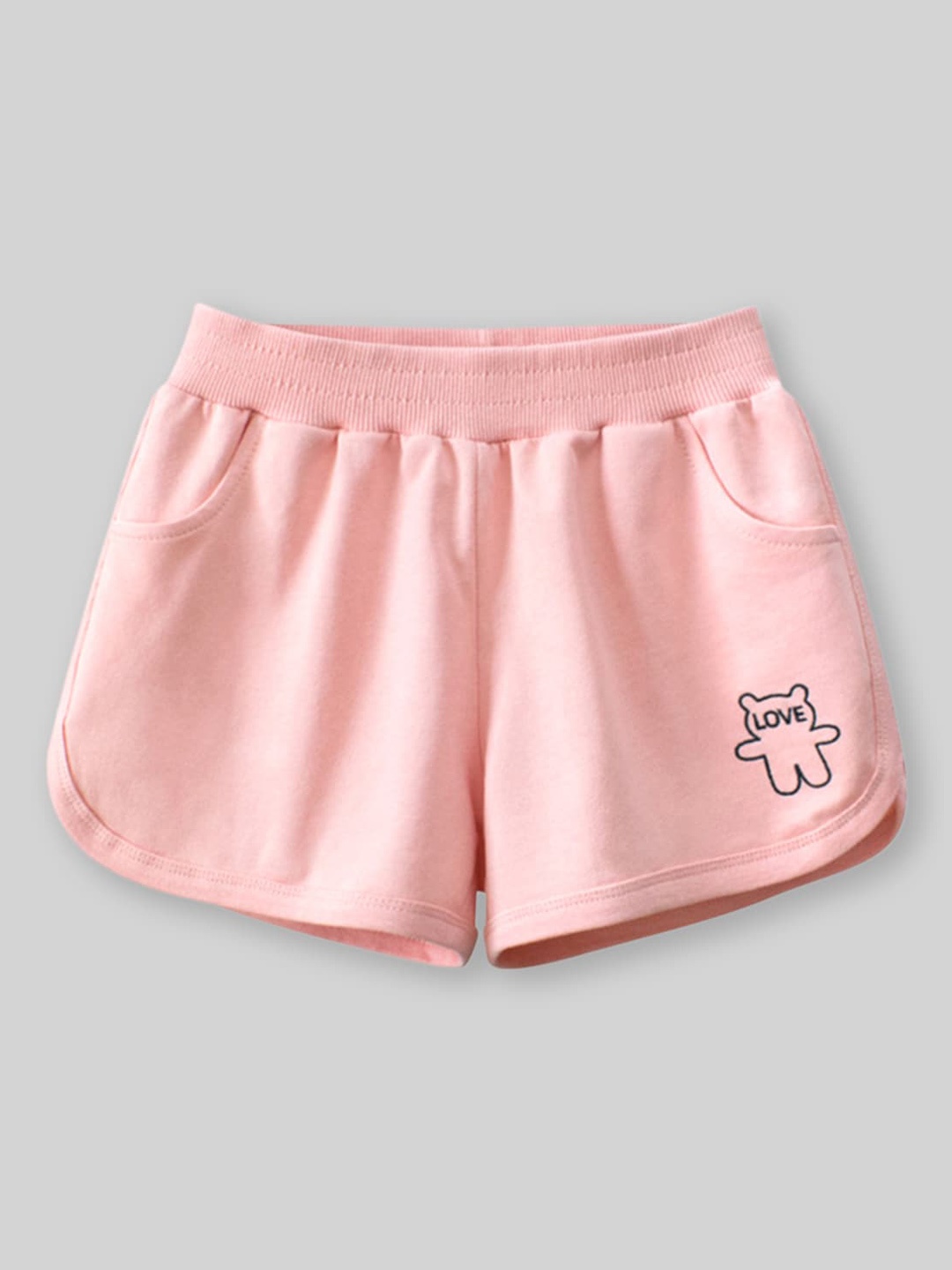 INCLUD Girls Mid-Rise Sports Shorts, Pink
