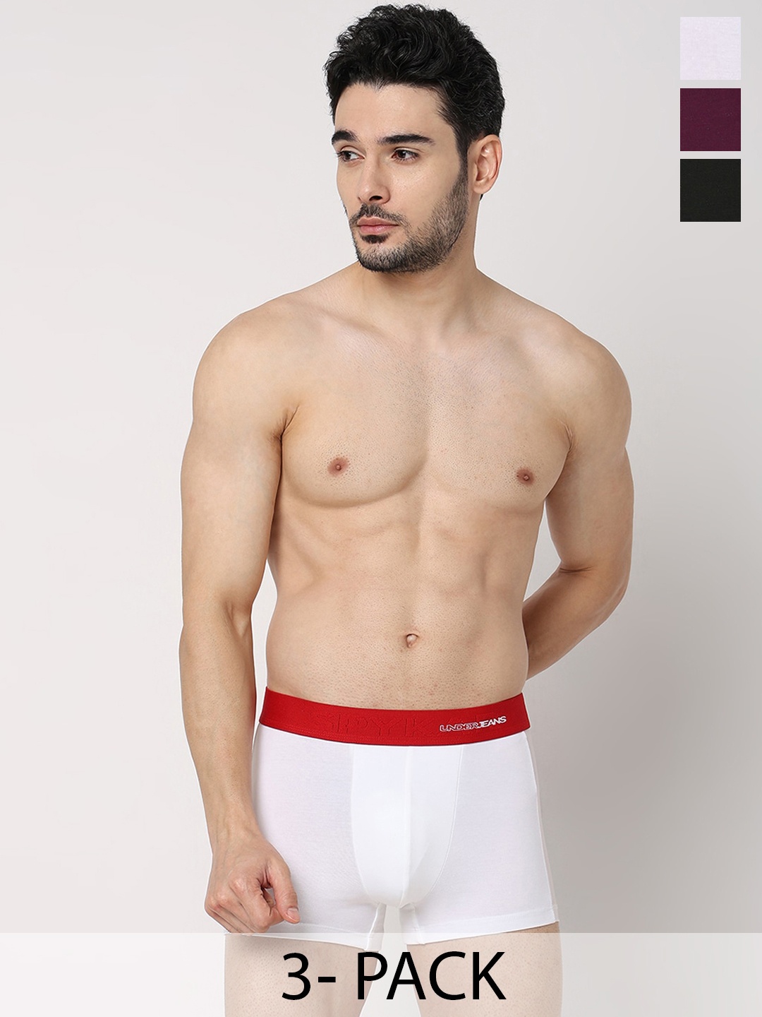 

UnderJeans by Spykar Pack Of 3 Mid-Rise Trunk 21703914-1-24831768, Burgundy