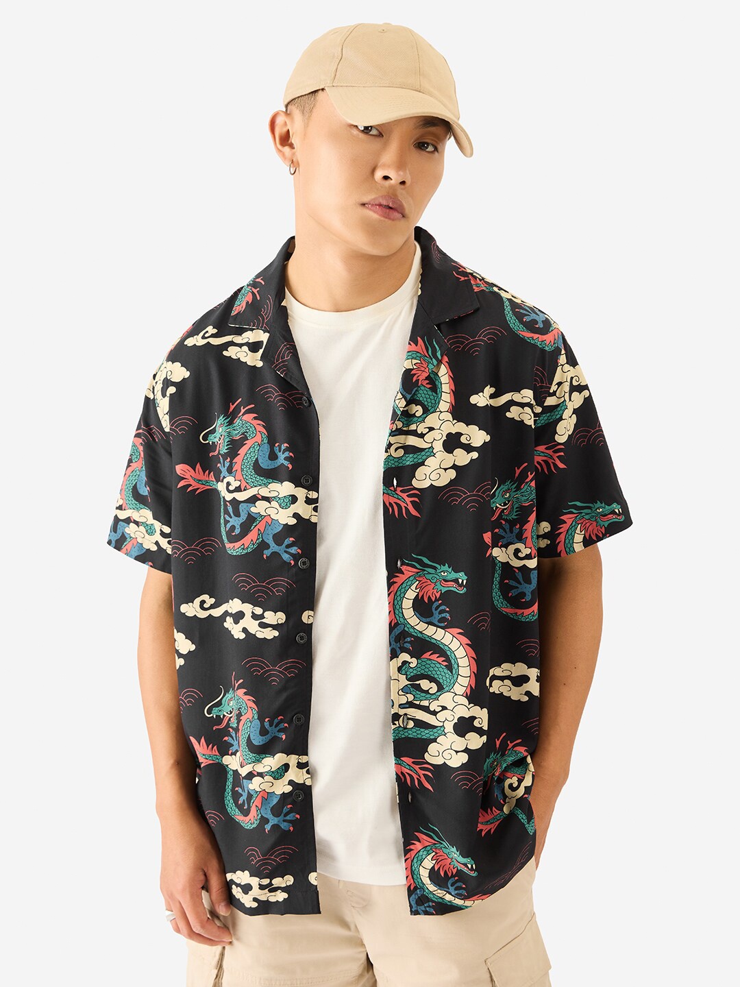 

The Souled Store Graphic Printed Opaque Cotton Casual Shirt, Black