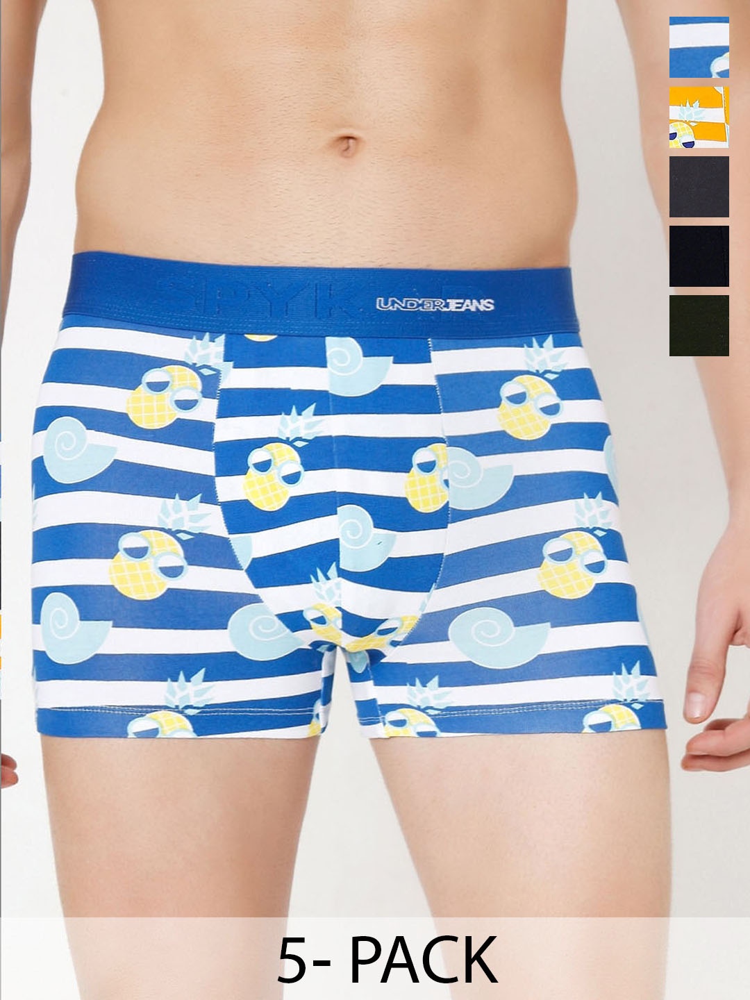 

UnderJeans by Spykar Pack Of 5 Mid-Rise Trunk 23268394-1-24488464, Yellow