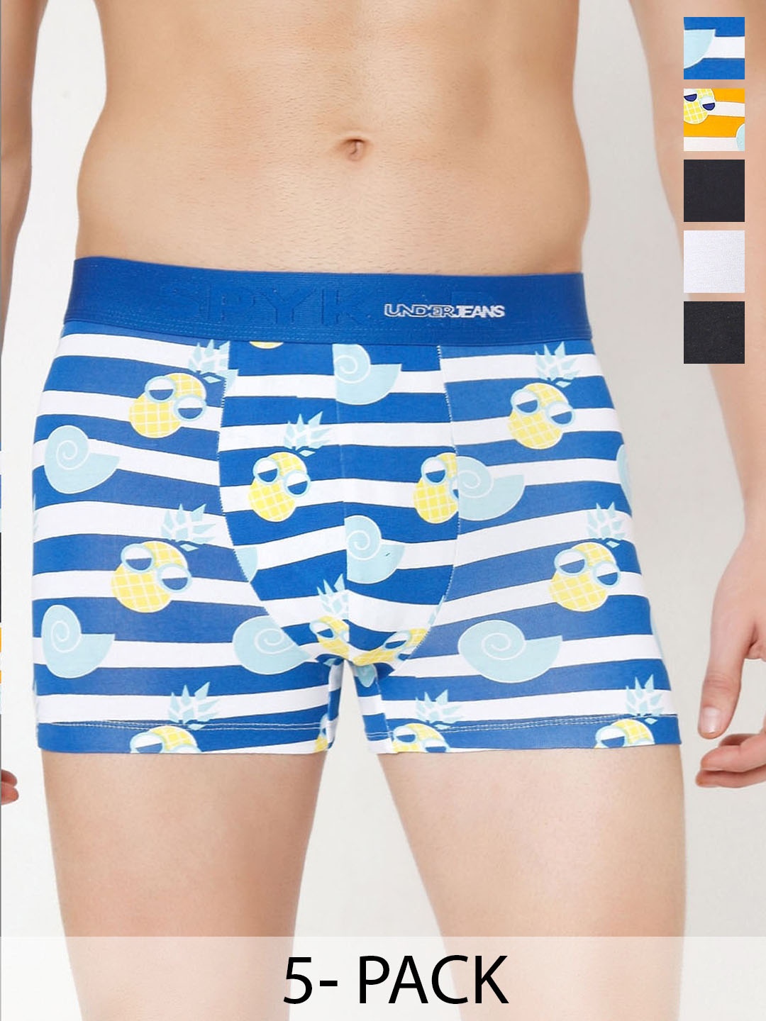 

UnderJeans by Spykar Pack Of 5 Mid-Rise Trunk 23268394-1-24488470, Yellow