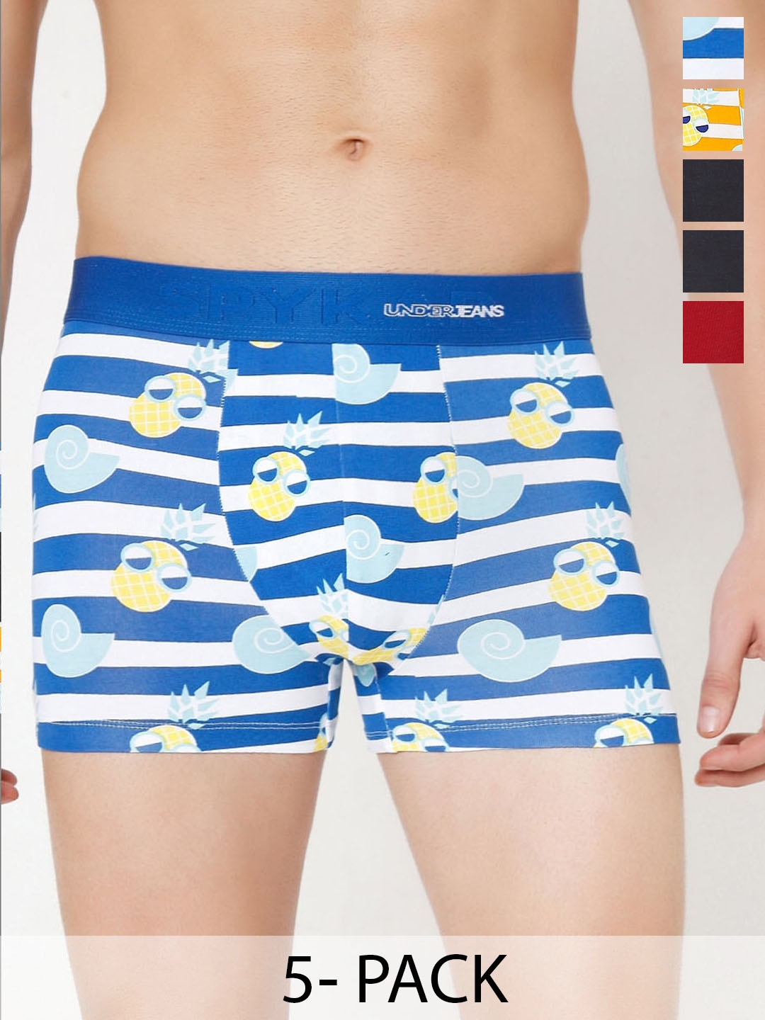 

UnderJeans by Spykar Pack Of 5 Mid-Rise Trunk 23268394-1-24831762, Yellow