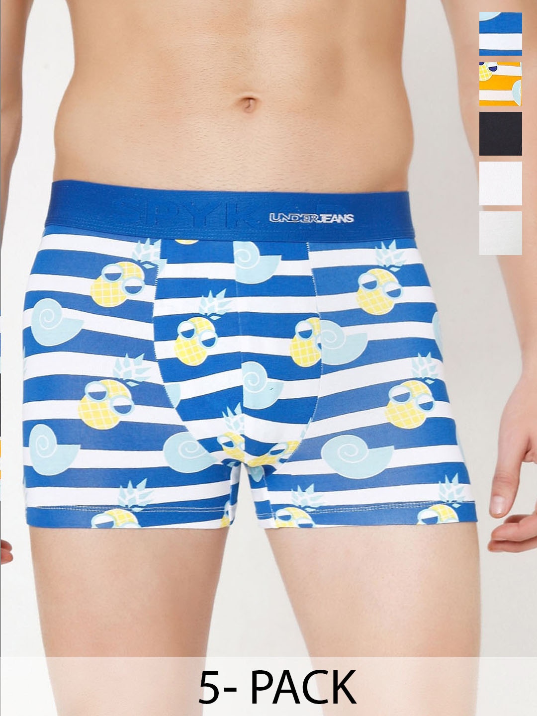 

UnderJeans by Spykar Pack Of 5 Mid-Rise Trunk 23268394-1-26087132, Yellow