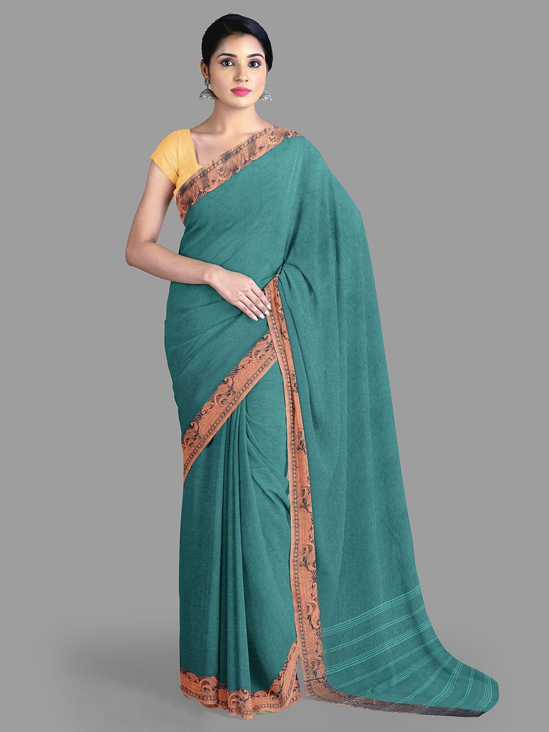 

The Chennai Silks Zari Pure Cotton Taant Saree, Blue