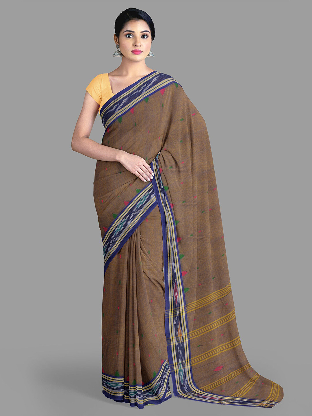 

The Chennai Silks Woven Design Pure Cotton Taant Saree, Brown