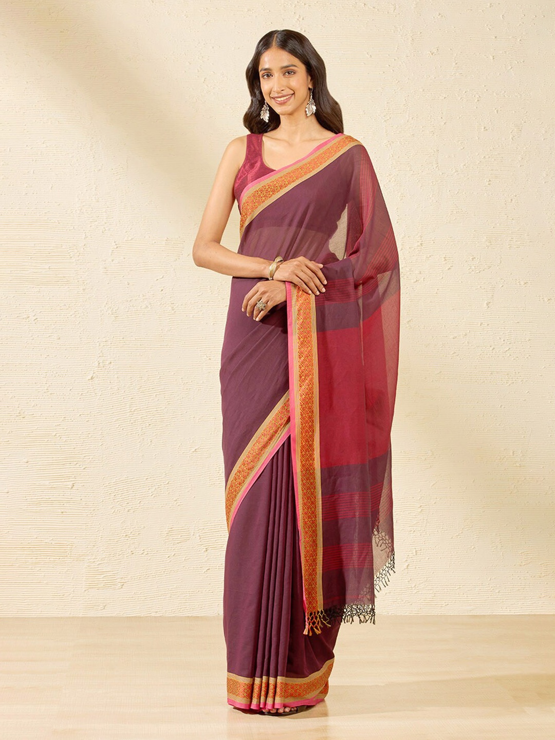 

Taneira Pure Cotton Saree, Brown