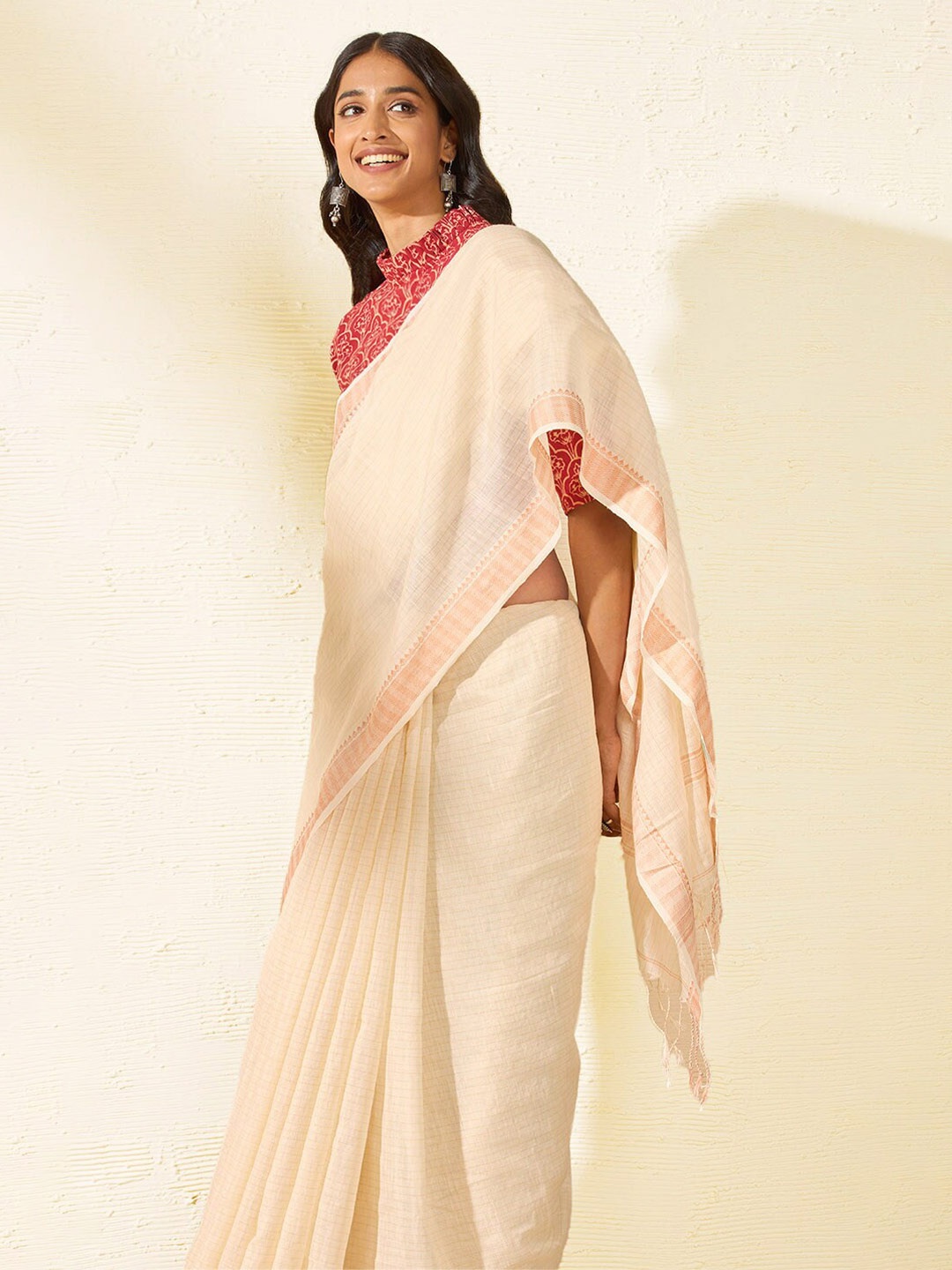 

Taneira Silk Cotton Saree, Off white