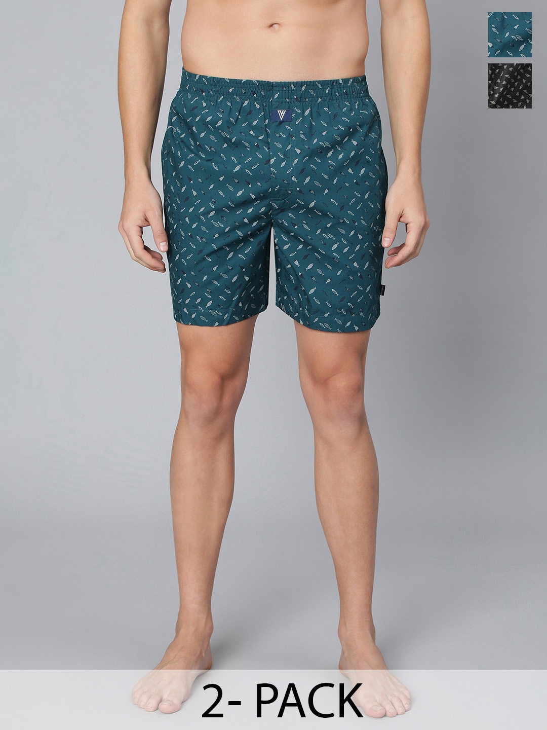 

Van Heusen Pack Of 2 Printed Pure Cotton Boxers 15672376-1-15672530, Teal