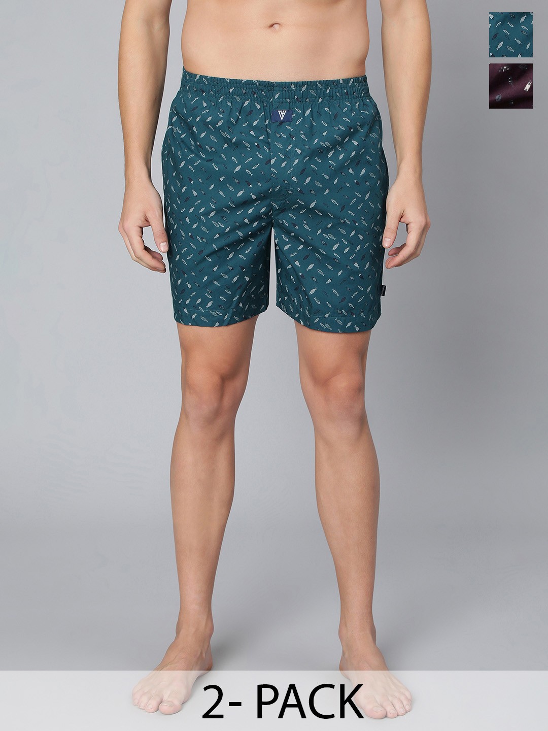 

Van Heusen Pack Of 2 Printed Pure Cotton Boxers 15672616-1-15672376, Teal