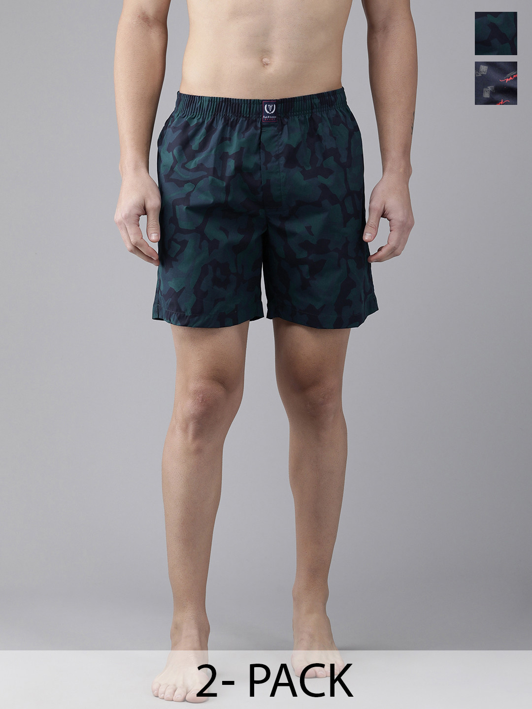 

Van Heusen Pack Of 2 Printed Pure Cotton Boxers 15672378-1-18941150, Green