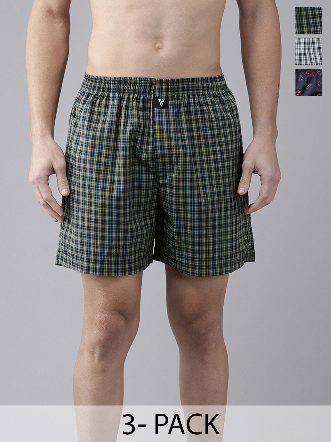 

Van Heusen Pack Of 3 Checked Pure Cotton Boxers 15672378-1-18941194, White