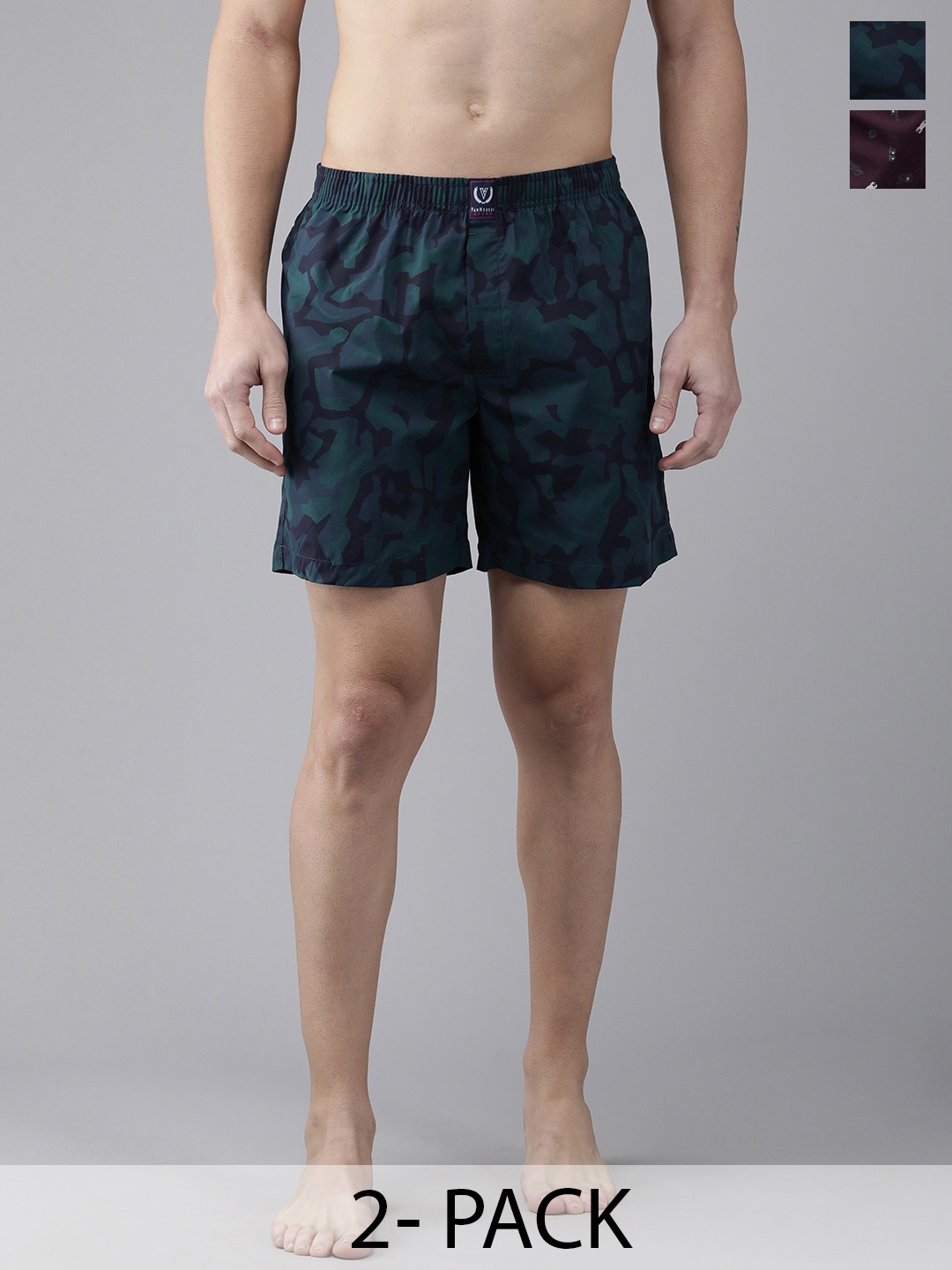 

Van Heusen Pack Of 2 Printed Pure Cotton Boxers 15672616-1-18941150-, Green