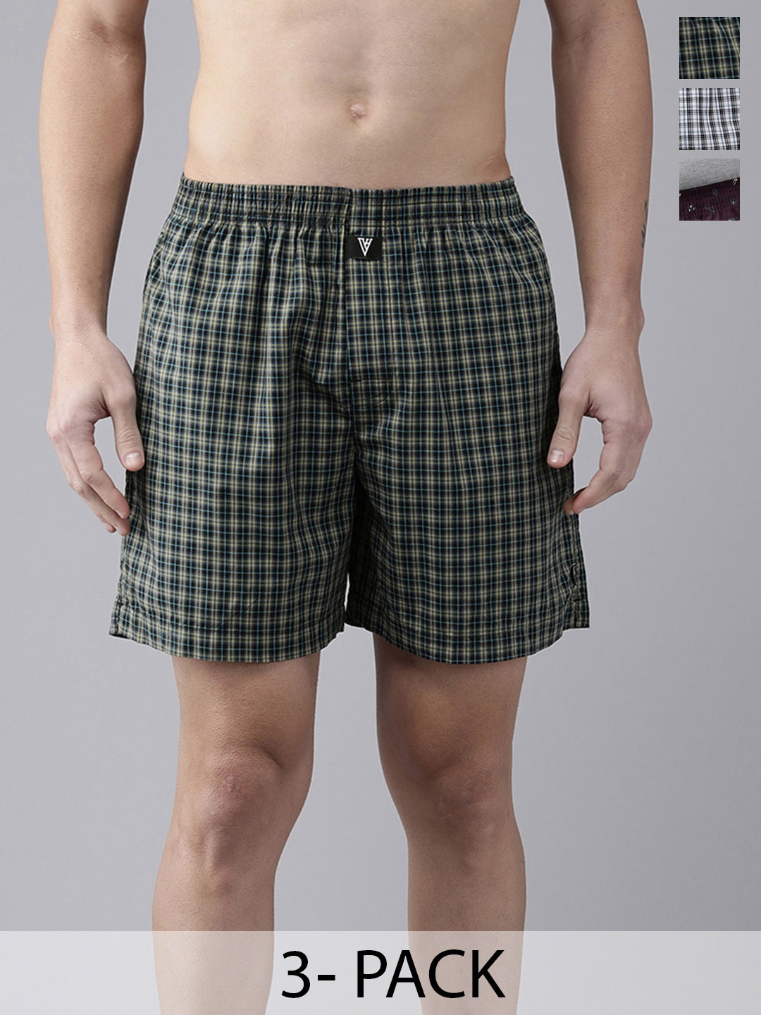 

Van Heusen Pack Of 3 Checked Pure Cotton Boxers 15672616-1-18941194, White