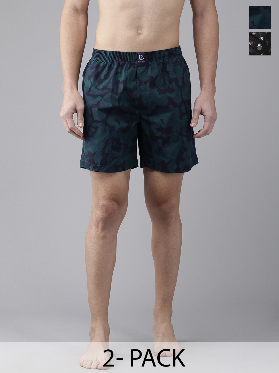 

Van Heusen Pack Of 2 Printed Pure Cotton Boxers 15672734-1-18941150, Green