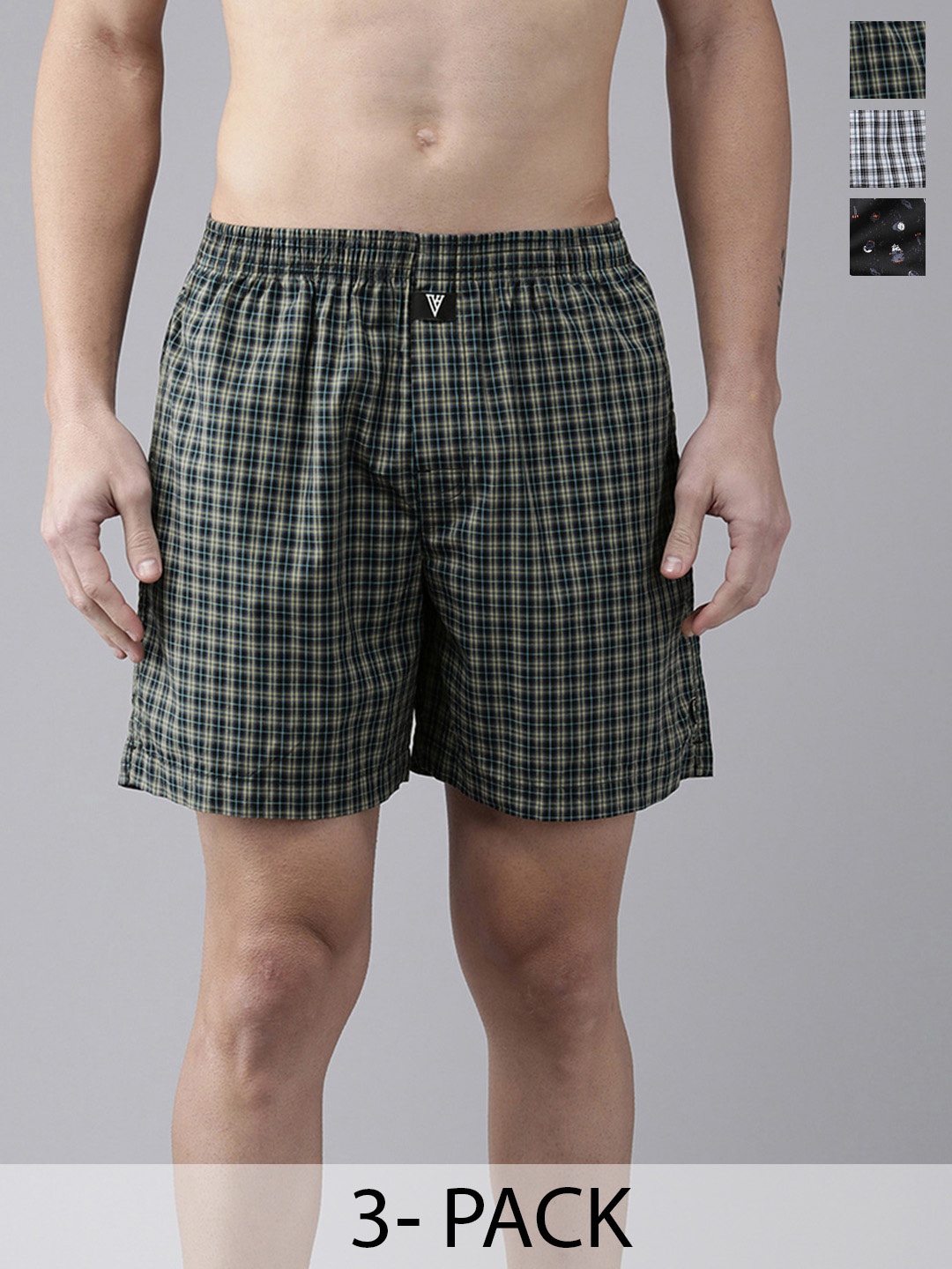 

Van Heusen Pack Of 3 Checked Pure Cotton Boxers 15672734-1-18941194, White