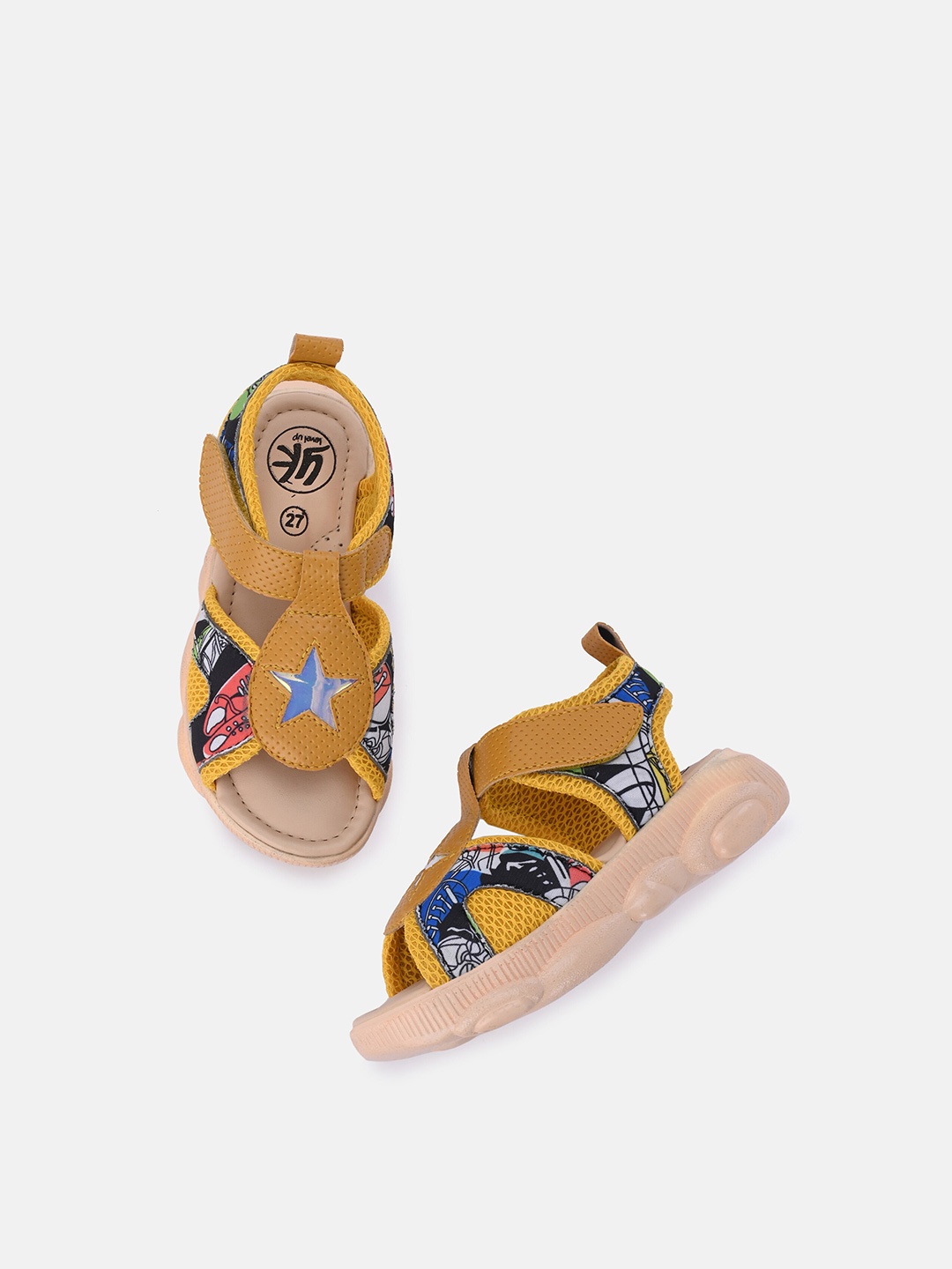 

YK Girls Printed Chunky Sports Sandals, Yellow