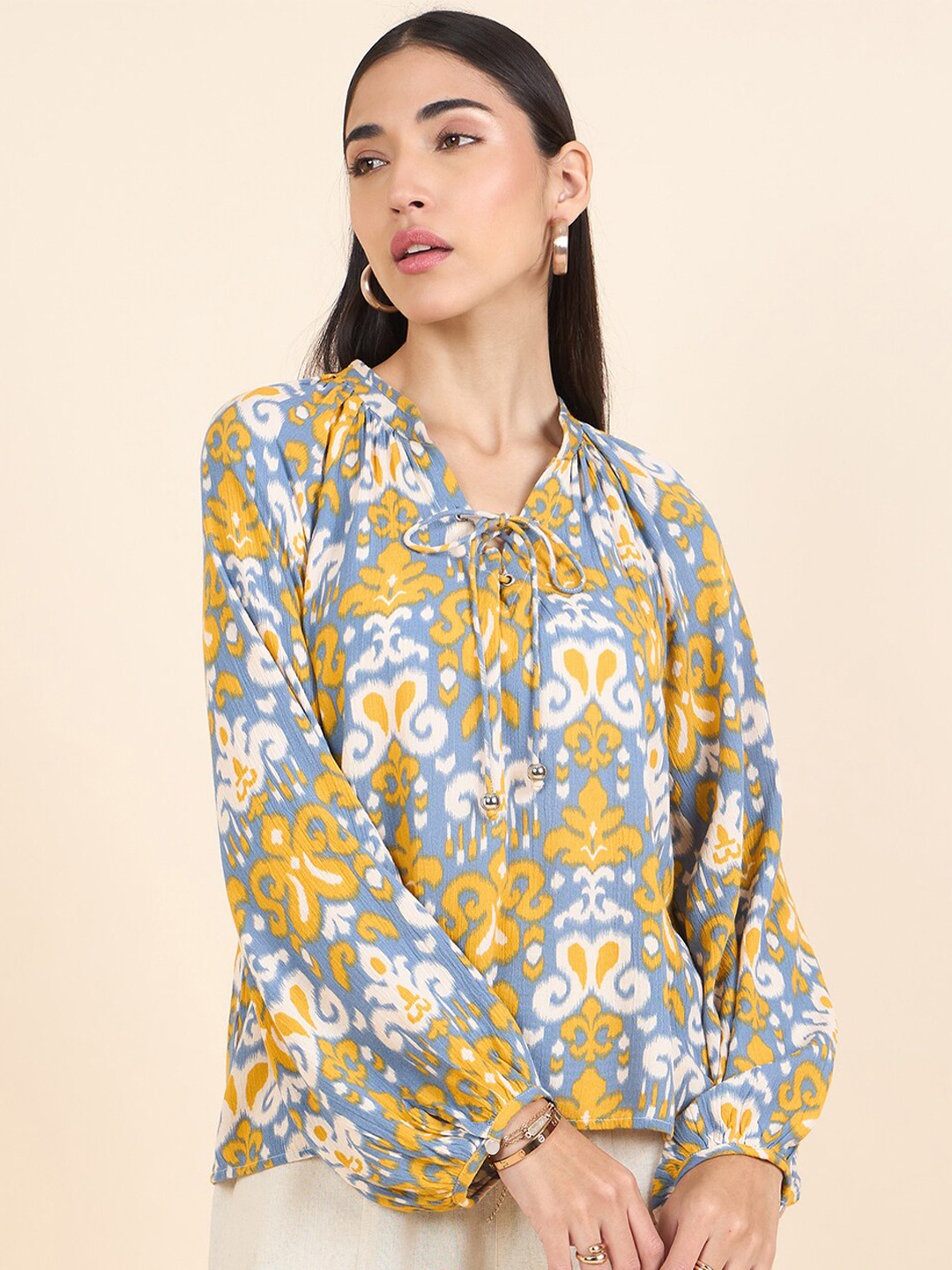 

Gipsy Printed Round Neck Tunic, Yellow