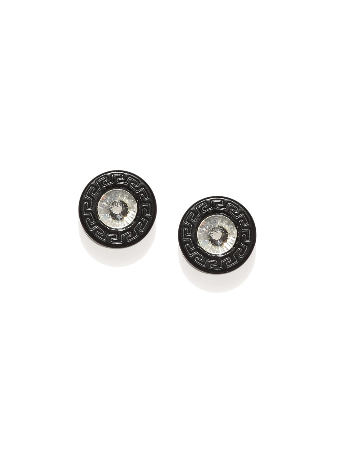 

VAGHBHATT Men Stainless Steel Zircon Classic Studs Earrings, Black