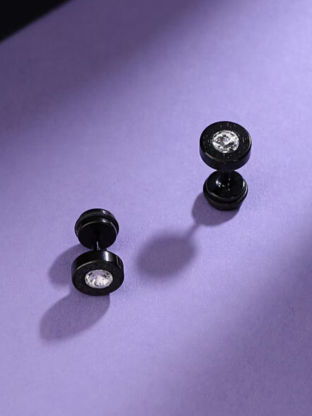 

VAGHBHATT Men Stainless Steel Zircon Classic Studs Earrings, Black