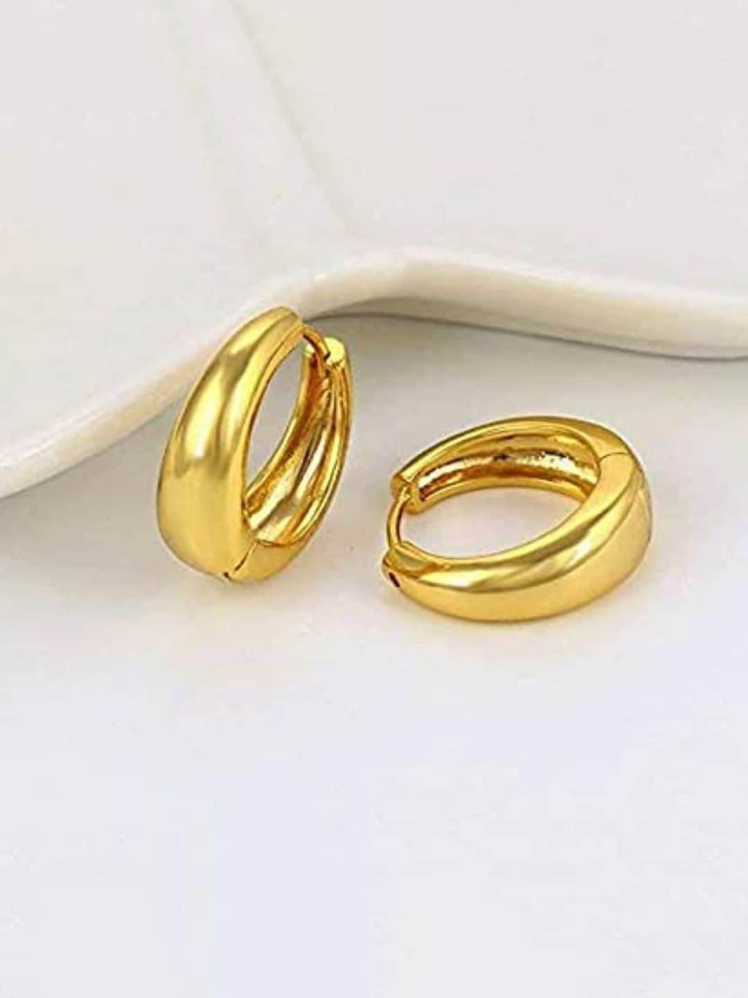 

VAGHBHATT Men Stainless Steel Hoop Earrings, Gold