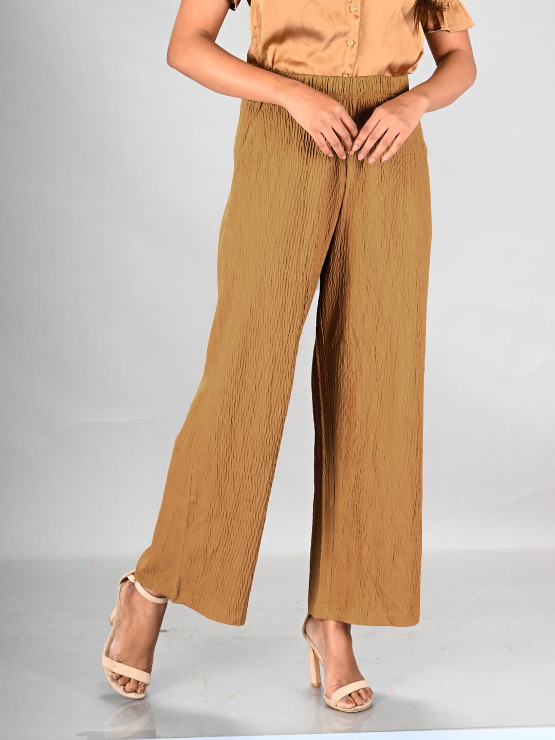 

LYRA Knitted Cotton Wide Leg Palazzos, Beige