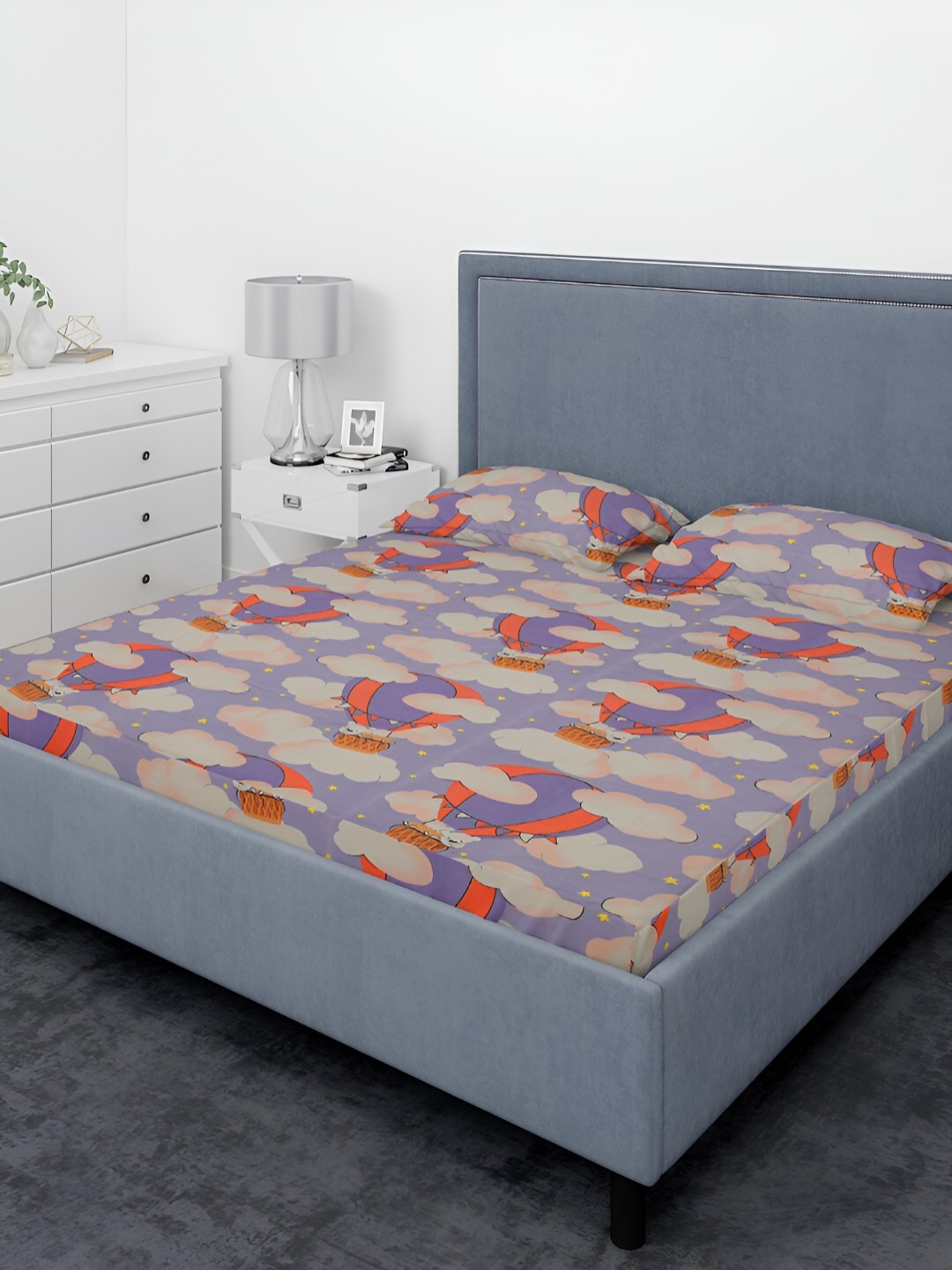 

THE CONVERSION Purple Microfiber 200 TC Queen Bedsheet with 2 Pillow Covers