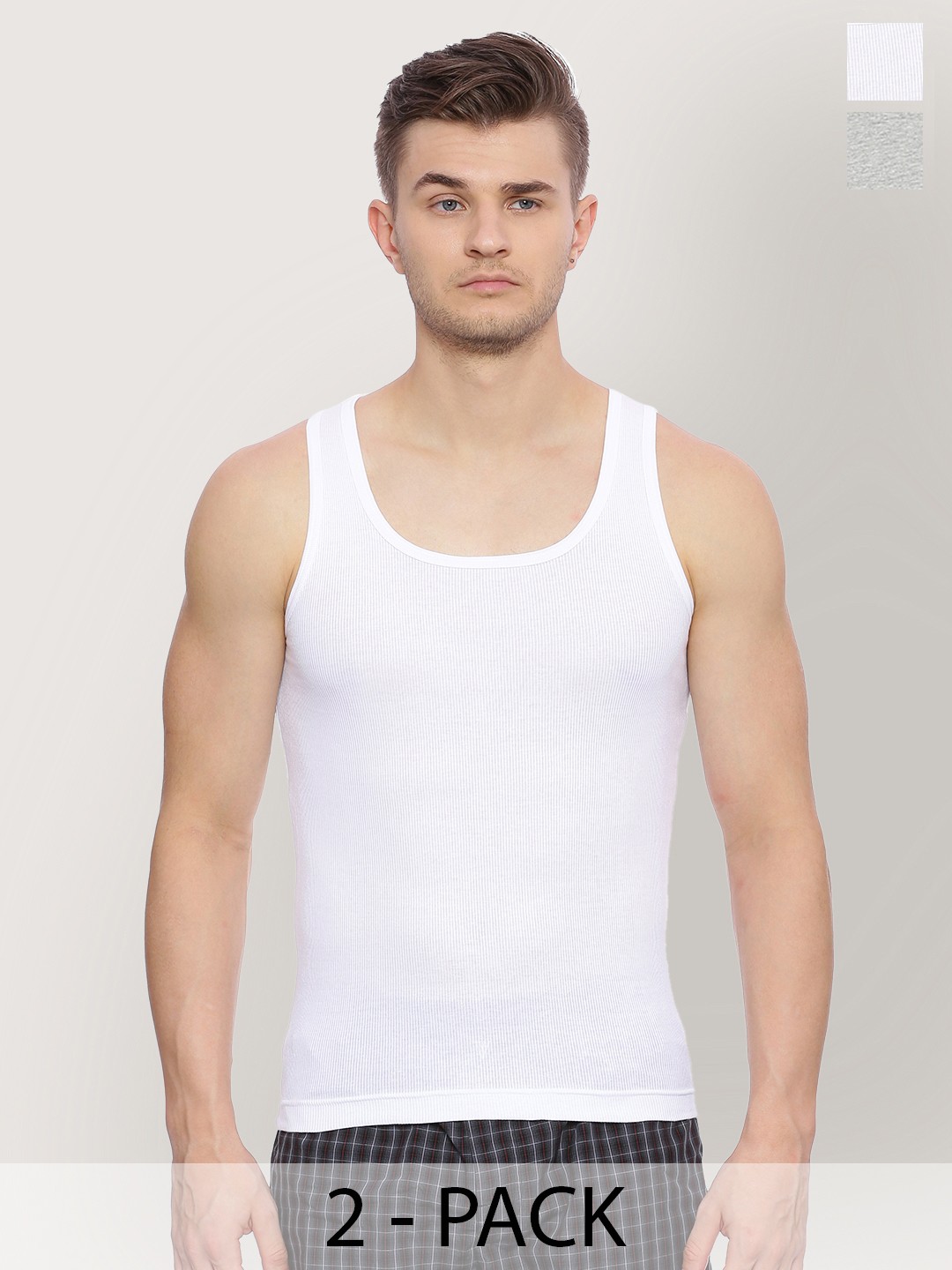 

Van Heusen Pack Of 2 Cotton Round Neck Innerwear Vests 2113554-1-2113528, White