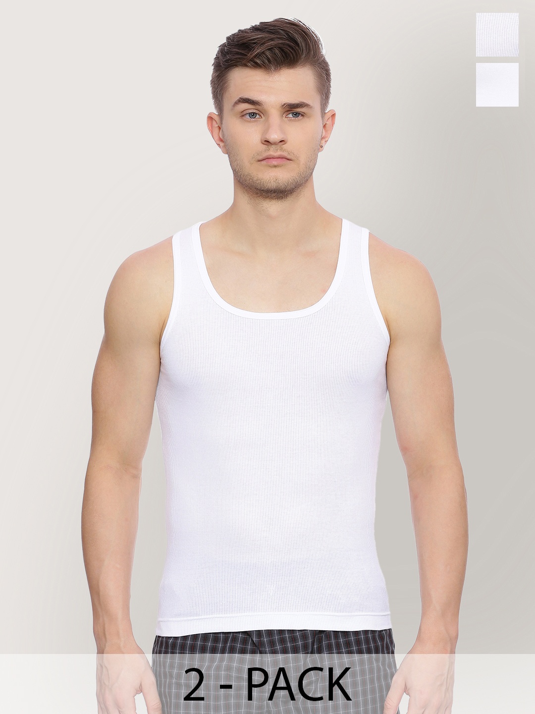 

Van Heusen Pack Of 2 Cotton Round Neck Innerwear Vests 2113560-1-2113528, White