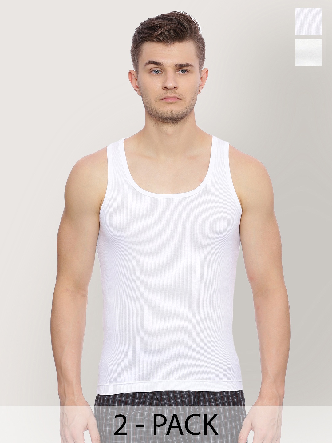 

Van Heusen Pack Of 2 Cotton Round Neck Innerwear Vests 2113528-1-10548272, White