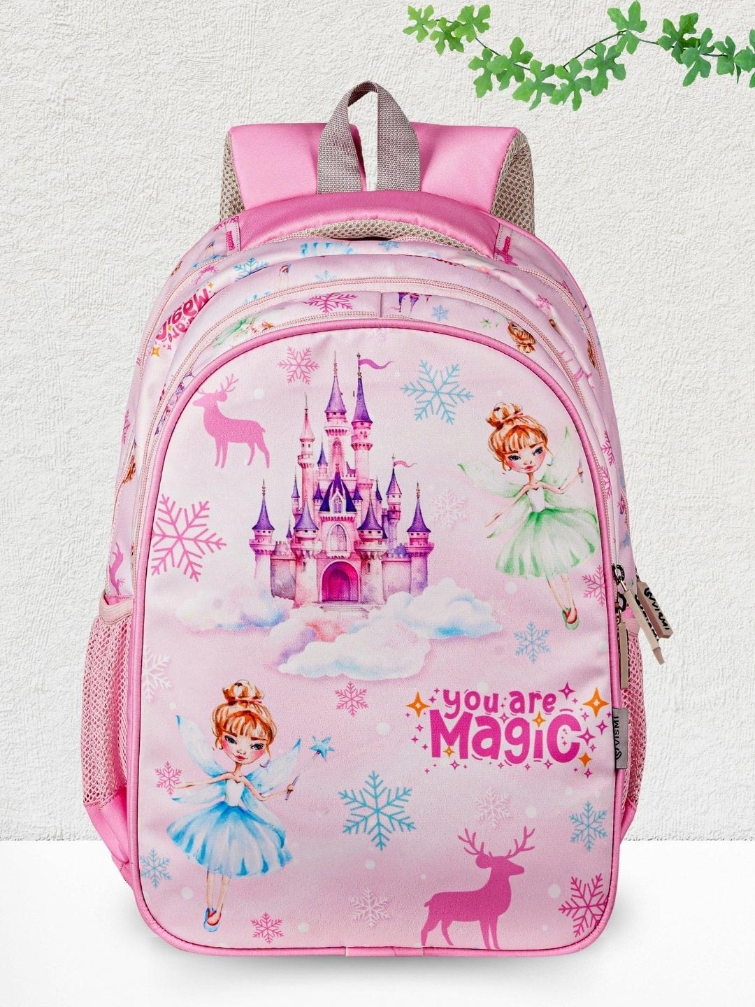 

VISMIINTREND Girls Princess Printed Lightweight School Bag Backpack, Pink