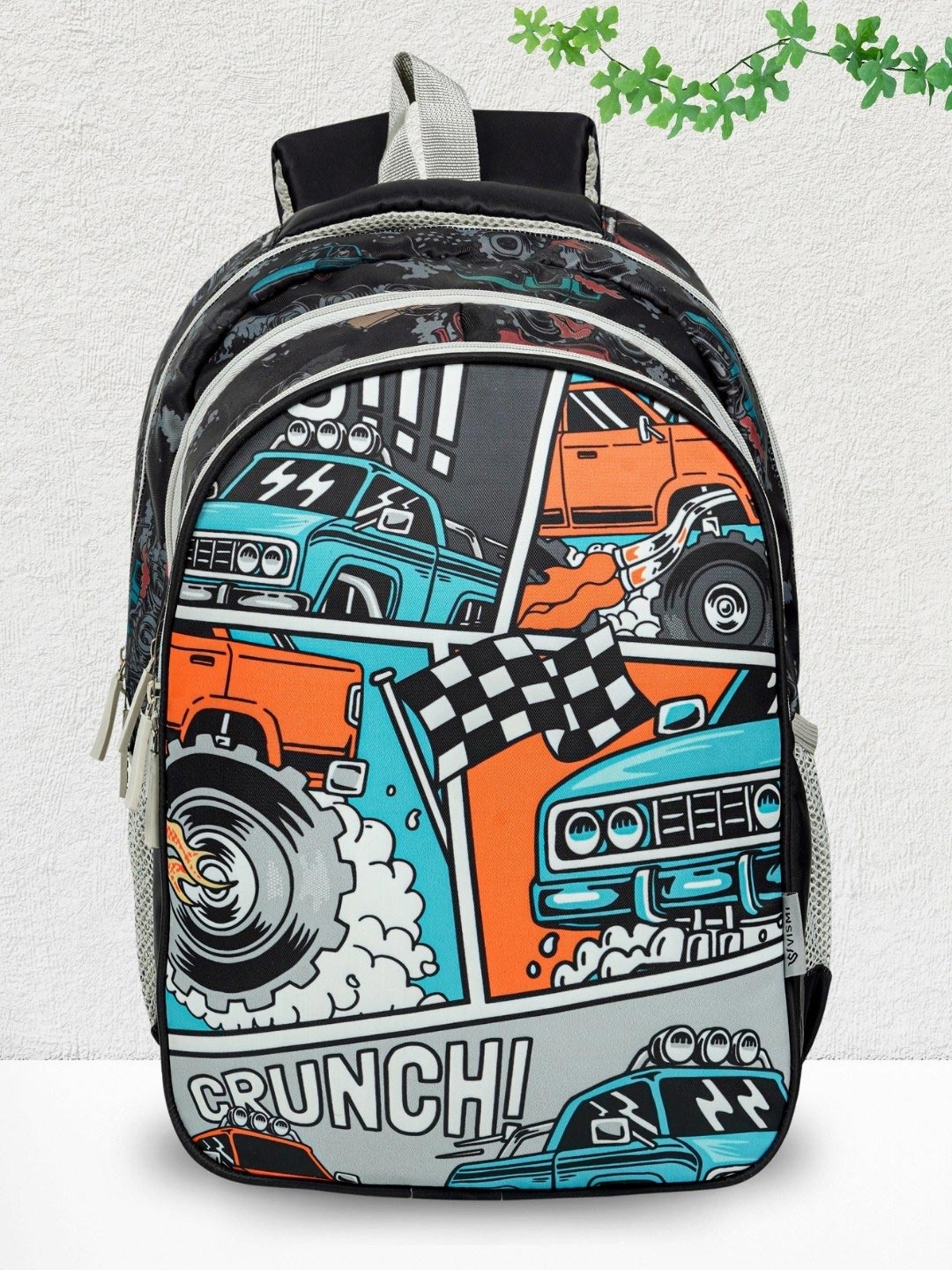 

VISMIINTREND Kids Cars Printed Lightweight School Bag Backpack, Black