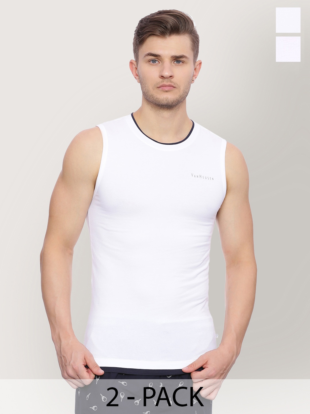 

Van Heusen Pack Of 2 Cotton Round Neck Innerwear Vests 22470678-1-2113560, White