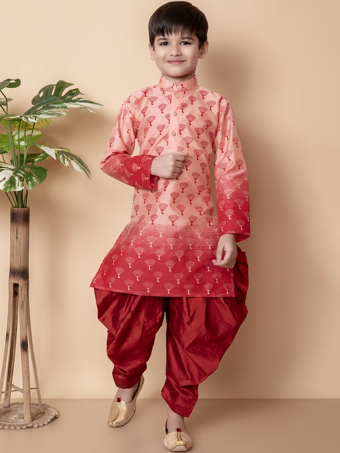 

BAESD Boys Ombre Printed Regular Kurta & Patiala, Peach