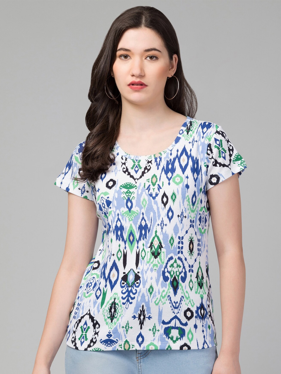 

BAESD Abstract Printed Round Neck Regular Sleeves Casual T-shirt, Multi