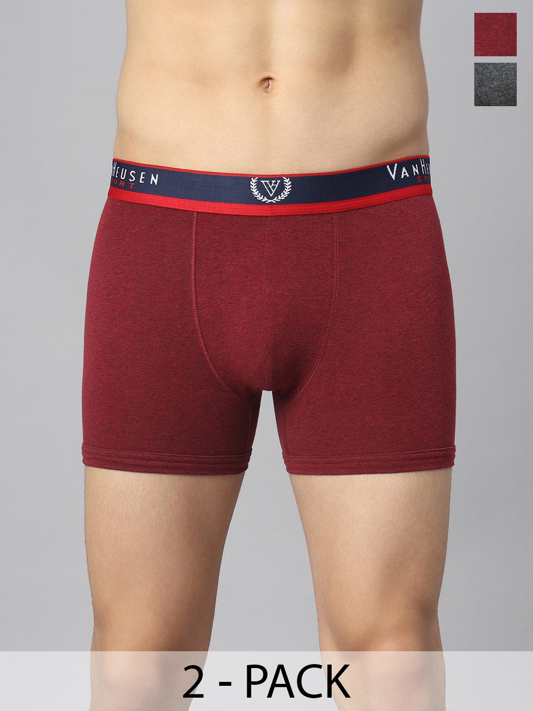 

Van Heusen Pack Of 2 Cotton Mid-Rise Trunk 12540660-1-12540614, Red