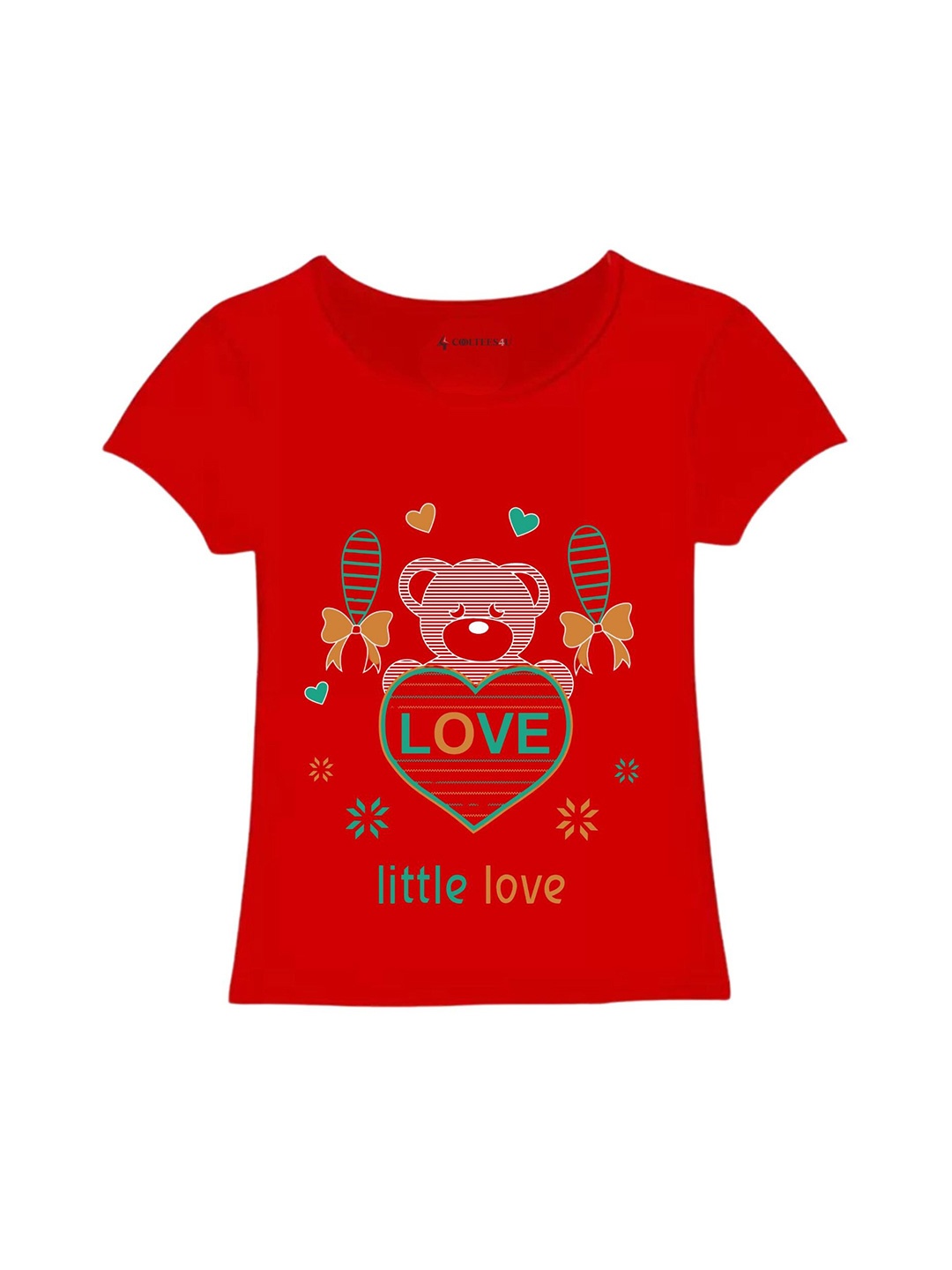 

CoolTees4U Girls Graphic Printed Round Neck Cotton T-shirt, Red