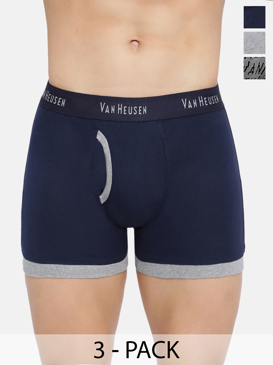 

Van Heusen Pack Of 3 Cotton Mid-Rise Trunk 15558464-1-12540640, Grey