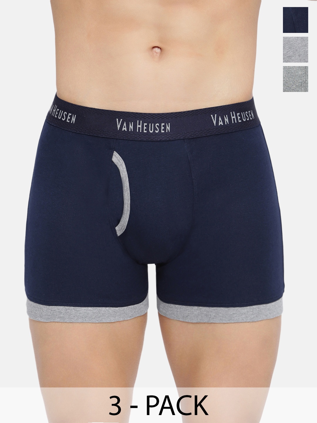 

Van Heusen Pack Of 3 Cotton Mid-Rise Trunk 12540472-1-12540640, Grey