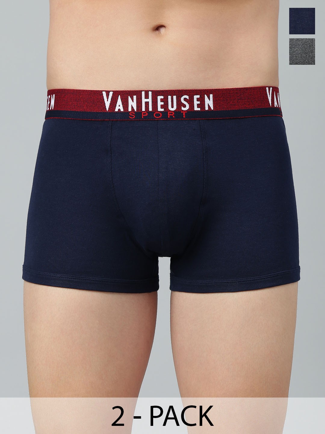 

Van Heusen Pack Of 2 Cotton Mid-Rise Trunk 12540660-1-12540526, Navy blue