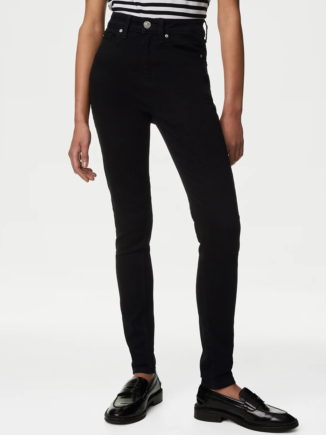 

Marks & Spencer Women Skinny Fit High-Rise Clean Look Stretchable Jeans, Black