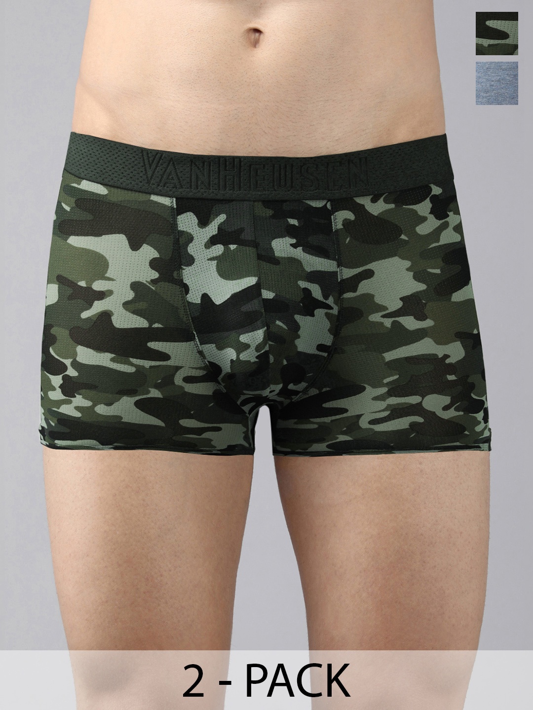 

Van Heusen Pack Of 2 Mid-Rise Trunks 16695990-1-16695966, Olive