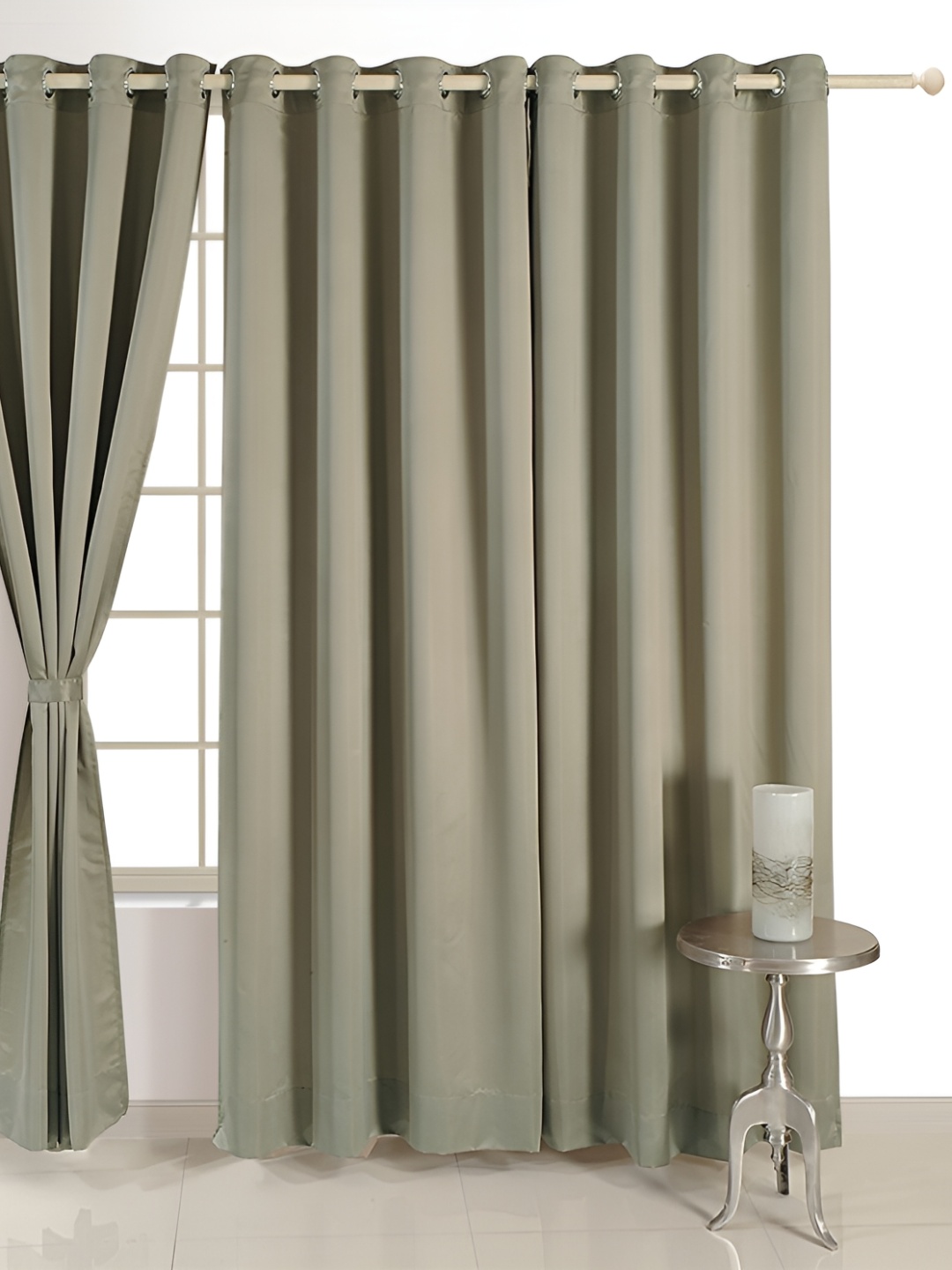 

Swayam Steel Shade Dark Grey Solid with Eyelets 60% Blackout Door Curtain - 7.5 ft, Sea green
