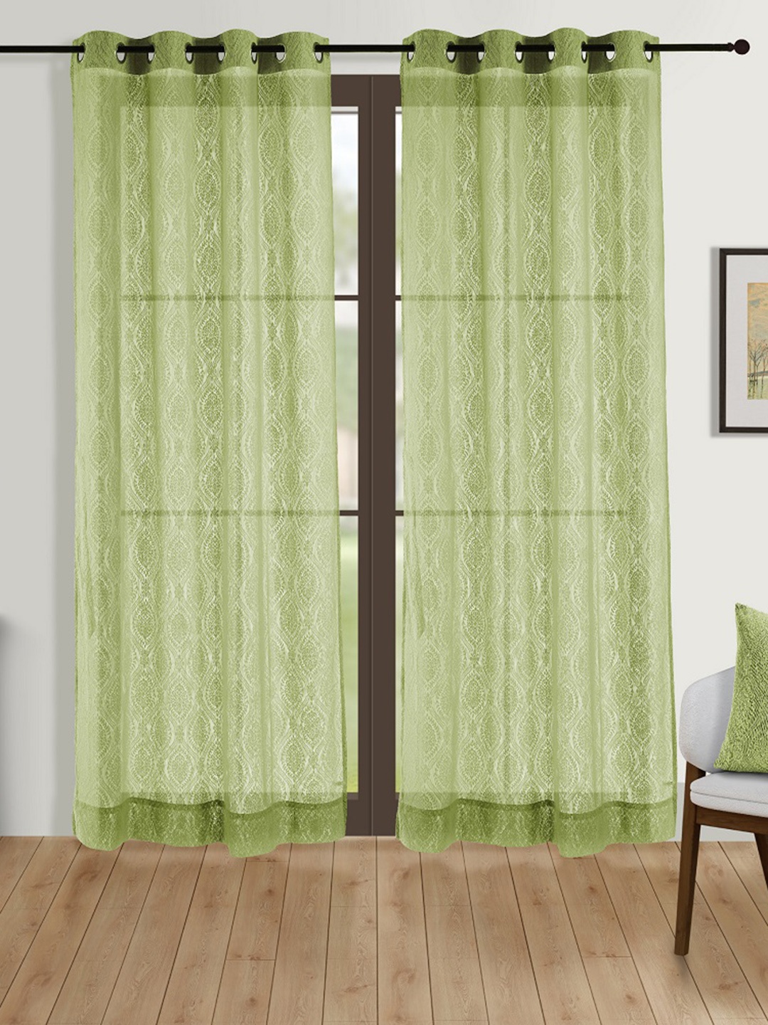 

Swayam Green Ethnic Motif 40% Blackout Door Curtain