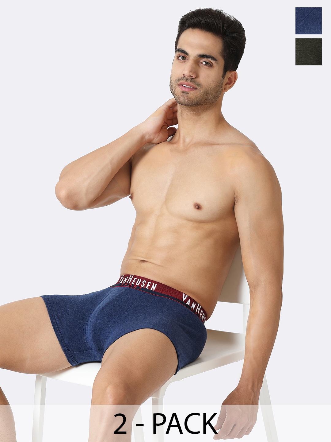 

Van Heusen Pack Of 2 Swift Dry Trunks, Navy blue