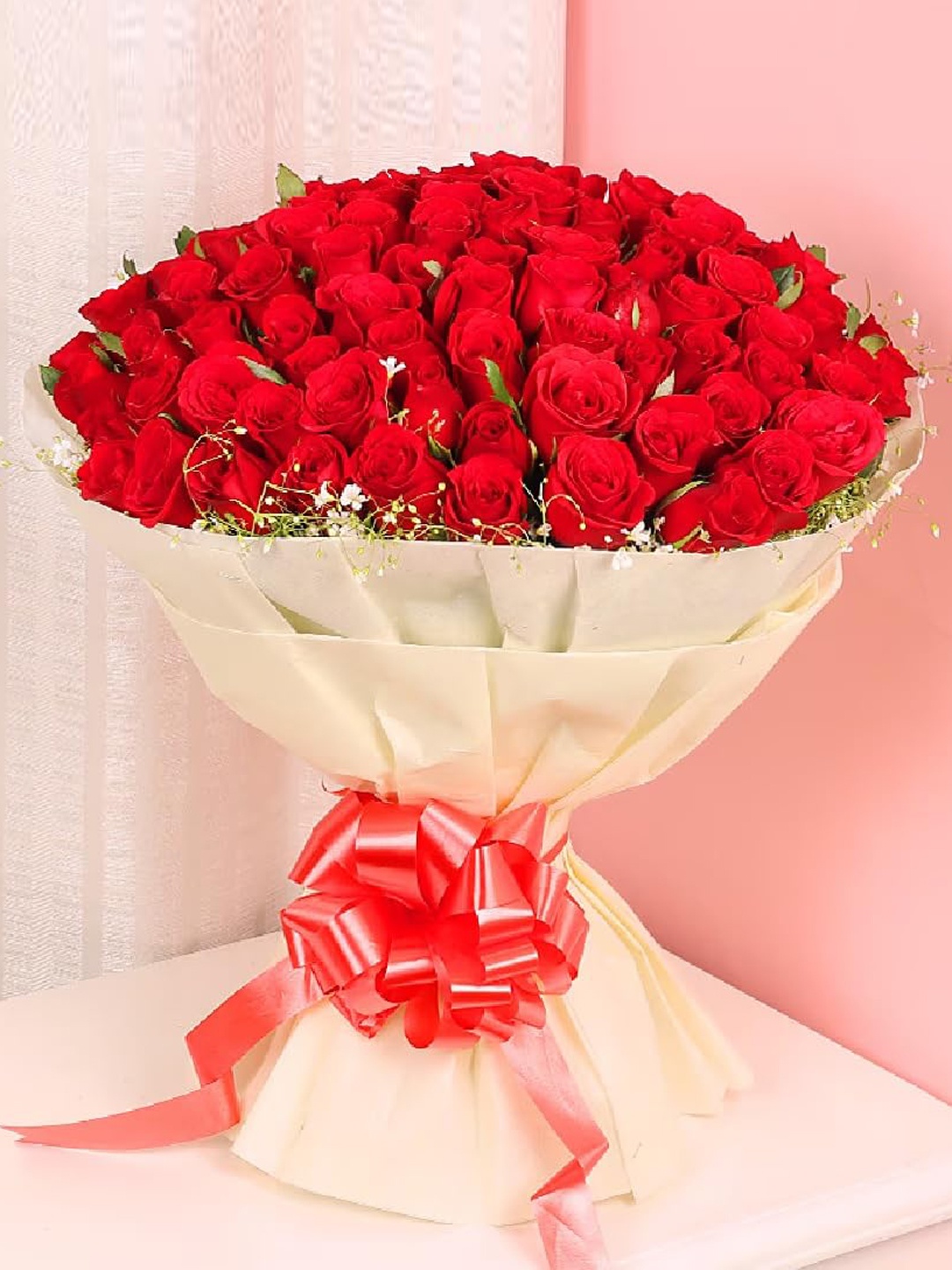 

Floweraura 100 Pieces Red Roses Fresh Flowers Bouquet